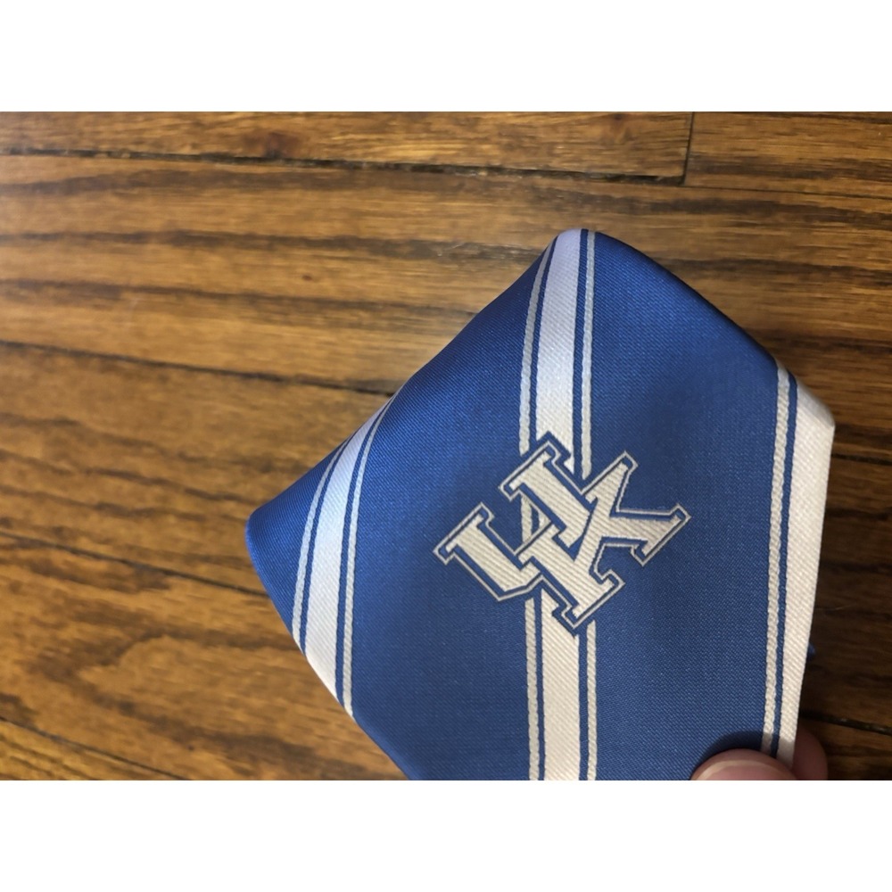 Eagles Wings Kentucky Wildcats Mens Blue White Striped UK Logo Necktie Tie‎